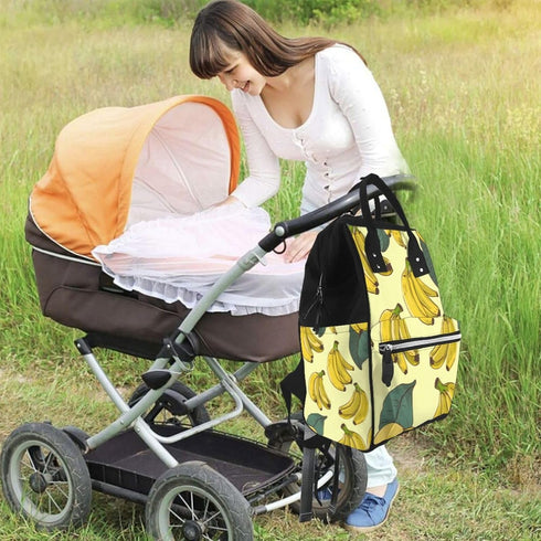 HCBPWVQA Backpack Daypacks Backpack Mommy Banana Print Diaper Bag with Changing Pad and Pacifier Holder, Multifunction