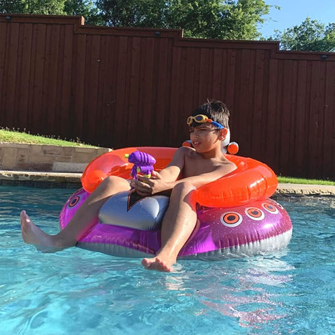 SWIMLINE ORIGINAL Inflatable UFO Spaceship Pool Float Ride On With Fun Constant Flow Laser Ray Gun Water Squirter