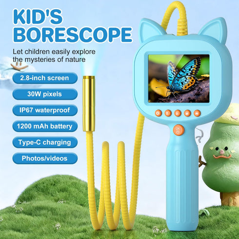 wxnlo 1920P 2.8" 3-12,Stocking Kids Borescope Toy with Light, HD Endoscope Snake Wildlife Camera with LCD, STEM