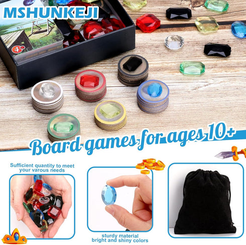 MSHUNKEJI 40 6 2-4 30 Pcs Board Game Gems Styles Board Game Gemstones with Black Drawstring Bag Glass Gemstones
