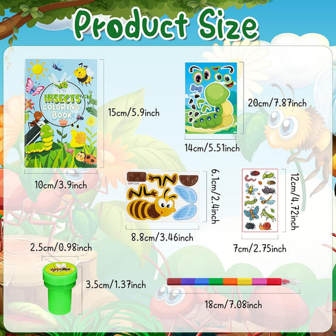Generic 85 Pcs Insects Bugs Party FavorsButterfly Bee Ladybug Spring Party Supplies with Coloring Books Crayons Tattoos
