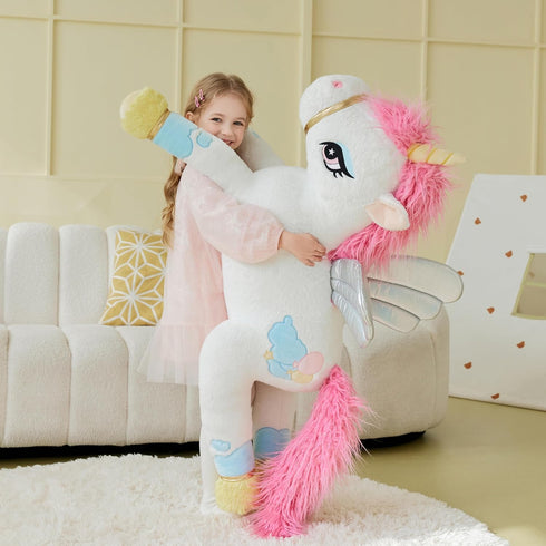 IKASA Giant Unicorn Stuffed Animal Plush Toy, 43" Jumbo Soft Plushy, Gifts for Kids Girls