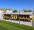 Happy 50th Birthday Banner - Durable Black & Gold Glitter Birthday Sign for Men Women 50th Birthday Party