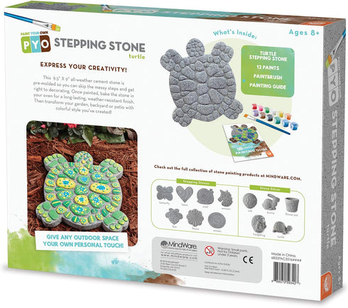 MindWare Turtle Stepping Stone Kit: Paint Your Own Stepping Stones for Kids Craft Kit Includes Paint, Brushes