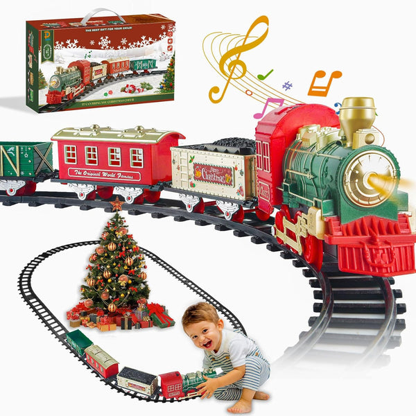 PaLeyFer Christmas Kids Train Set - Train Toys w/Sounds (Turn ON/Off), Lights, Electric