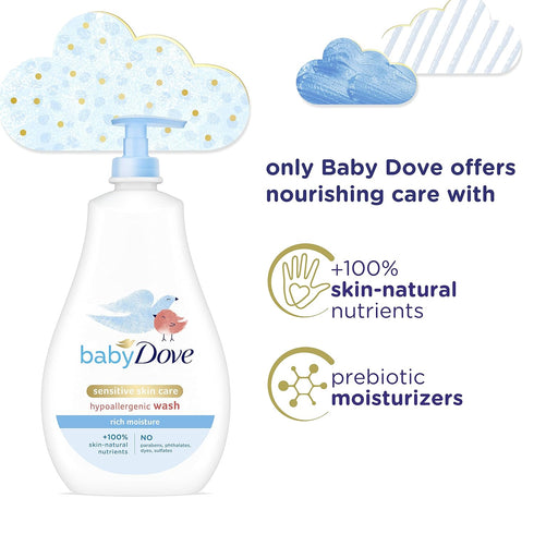 Baby Dove Baby Wash for Sensitive Skin Care, Tear-Free, Hypoallergenic, 20 oz (Packaging May Vary)