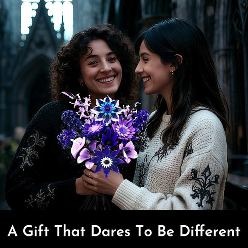 Set (609 Mothers Day Dahlia Flower Bouquet Building for Adults,Gift for Mom Women Girlfriend Wife Gothic Botanical