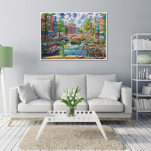 Jigsaw Puzzles 1000 Pieces Puzzles for Adults 1000 Piece-Amsterdam Canal Educational Game Toys, Family Decoration Puzzle…