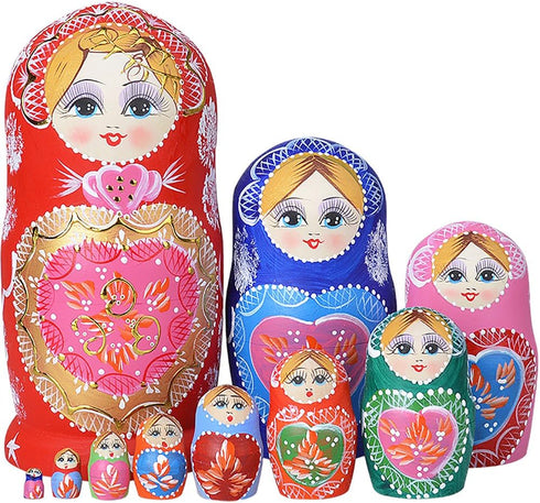 YAKELUS Russian Nesting Dolls for Kids Matryoshka Doll 10pcs Handmade1051