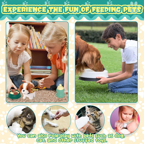 Set 12Pcs 3 4 5 6 7 TEUVO Pet Care Play Robot Dog Toys for Kids, Kids Pretend Play Feeding Walk Bark Puppy Pet Toys
