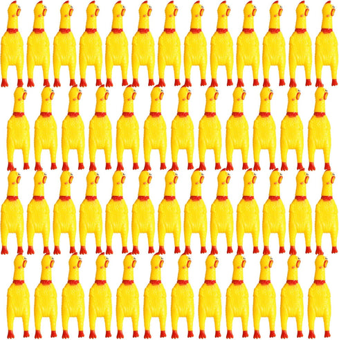 Honoson 50 Pcs Rubber Chickens Squeak Screaming Chicken Novelty Bulk Dog Toys for