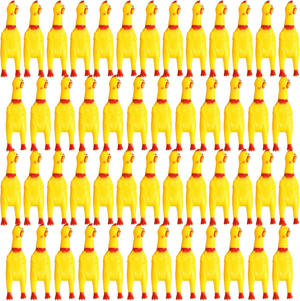 Honoson 50 Pcs Rubber Chickens Squeak Screaming Chicken Novelty Bulk Dog Toys for