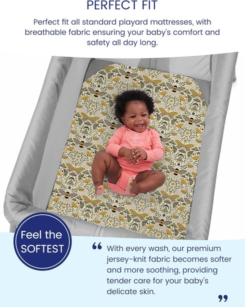 TotAha 2 Pack Premium Soft Pack n Play Sheets, Silky Comfort Fitted Jersey Knit Mini Crib Sheets for Graco Pack and Play