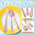 E-far 12-Piece Copper Kids Silverware Set, Stainless Steel Toddler Utensils, Includes Forks, Spoons, Knives