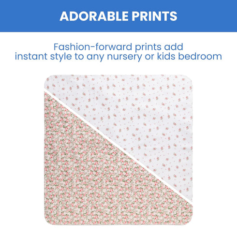 Delta Children 100% Cotton Flannel Baby Receiving Blankets for Girls and Boys, 30x30 Inches (Pack of 2), Pink Floral