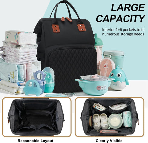 Backpack Diaper Bag for Baby Girl Boy Travel, Unisex Design with Pacifier Case, Theft Pocket, Changing Pad, Durable