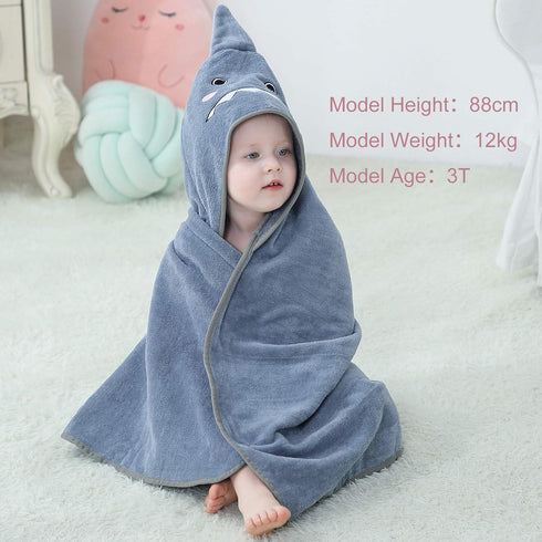 MICHLEY Unisex Baby Animal Hooded Bath Towel, Soft Cotton Beach Bathrobe for 0-6T, Grey
