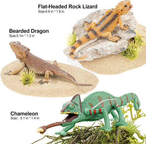 6PCS Large Lizard Figurines Rainforest Animal Toys, Realistic Plastic Reptile Animal Figurines, Includes Bearded