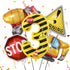 JUANBUDONG Construction Theme Balloons Set,Yellow and Black Striped Construction Foil Number 3 Balloons.Truck,