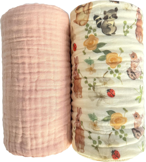Pack of 2 Ultra Soft Muslin Baby Blanket Breathable Happy Ester Rabbit