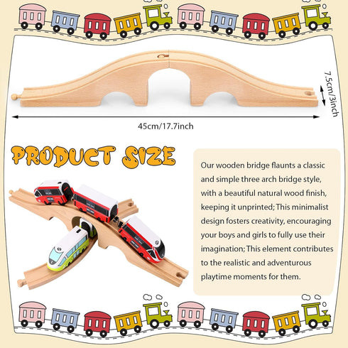 Liliful Wooden Train Track Bridges and Tunnels Expansion Wood Train Track Pieces Accessories for Most Major Toy Trains