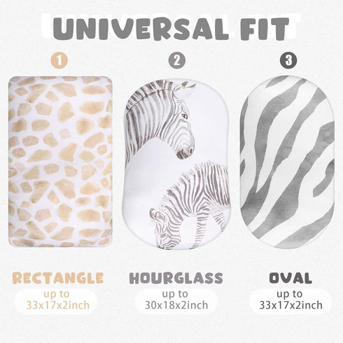 4 Rtteri Pcs Baby Bassinet Sheets Soft Fitted for Baby Boys Girls Soft Cotton Animals Bassinet Sheet Cover Safe Comfort