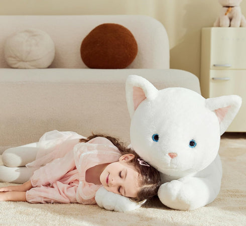 IKASA Giant White Cat Stuffed Animal Plush Toy - 30" Jumbo Cute Fluffy Oversized Plushie Gifts for Kids