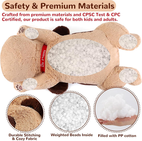 meowtastic Brown Dog Weighted Stuffed Animals - 22 Inch 4.5 lbs Plush Dog Pillow - Cute Gifts for Kids & Adults