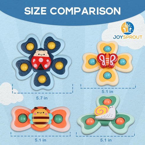 Spinner Toys for Babies - 4pcs Baby Spinners with Suction Cups for Sensory Development & High Chair