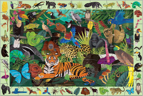 Mudpuppy Rainforest — 64 Piece Search & Find Puzzle Jigsaw Puzzle Featuring Diverse and Exotic Rainforest Animals and Over 40 Hidden Images to Find for Ages 4+