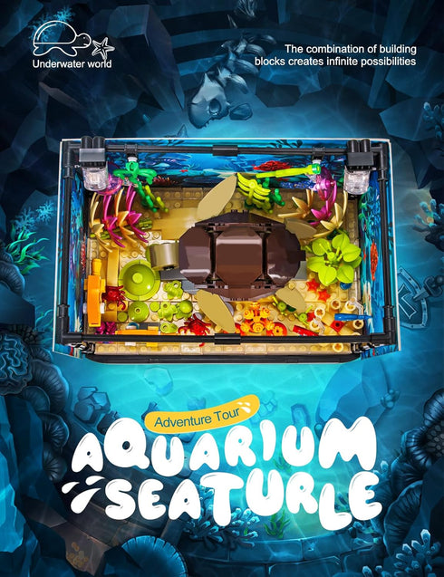 Set (753Pieces) SEMKY Turtle Building Blocks with LED Lights, Creative Sea Animal Model Gifts for Kid and Adult
