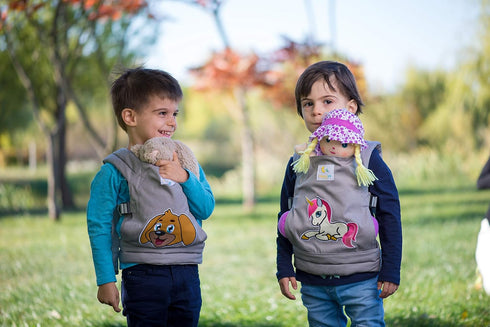 Adjustable Grey Unicorn Doll Carrier for Little Girls