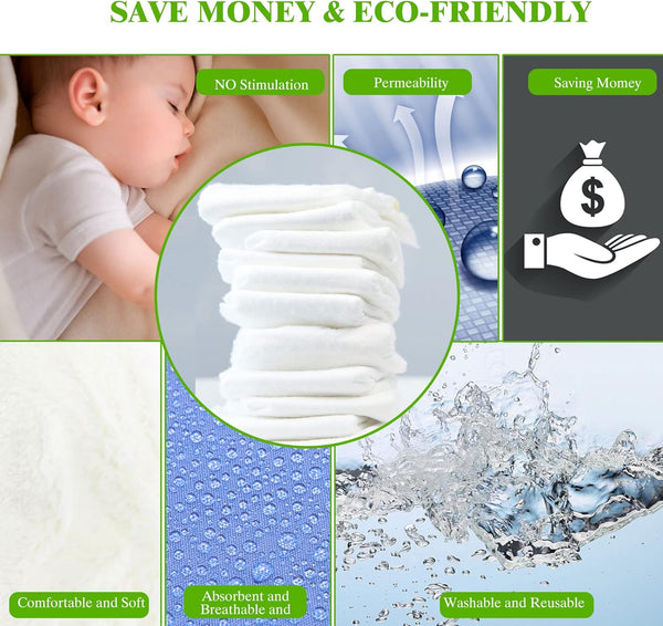 Prefold Cloth Diapers - Premium Cotton, Fasoar 3 Ply Washable Diaper Covers for Babies to Toddlers, 6 Count