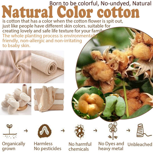 Daxue Set 5 2 Natural Colored Cotton Muslin Washcloths & Swaddle Blankets - Burp Cloths + Receiving Blankets