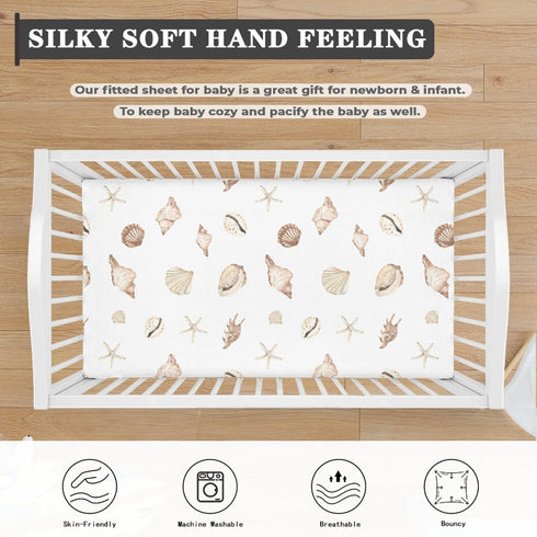 Winpema 28"x52" Underwater World Fitted Crib Sheet Sea Life Baby Crib Sheet Fit Standard Crib and Toddler Mattress,Crib