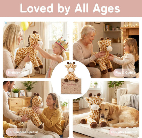 20 Inch 3.3lb Niuniu Daddy Weighted Giraffe Stuffed Animal for Kids & Adults, Large Plush Toy with Soft Fur, Weighted