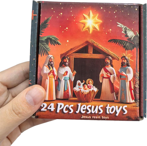 24 Pcs Jesus Toys Mini Rubber Little Jesus Figurine to Hide and Seek Religious Sunday School Gifts for Kids Girls Boys
