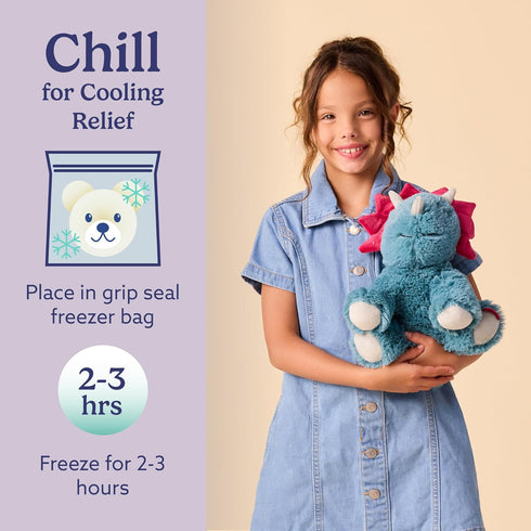 warmies Microwavable & Weighted Stuffed Animals, Triceratops - Heated Stuffed Animal Plushie for Warmth & Comfort
