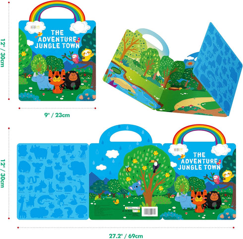 36 Reusable Jelly Sticker Book, Wild Animals Thick Jelly Stickers Waterproof Gel Cling Decals Animals Theme Matching
