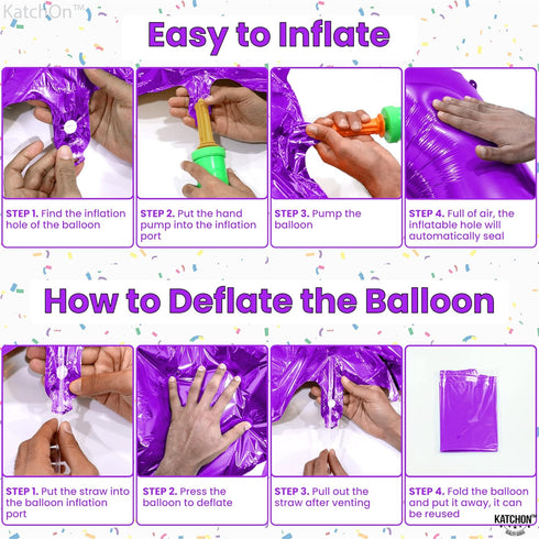 KatchOn Giant Purple 5 Balloon Number - 40 Inch Mylar Purple Number 5 Balloon for Birthday Decorations
