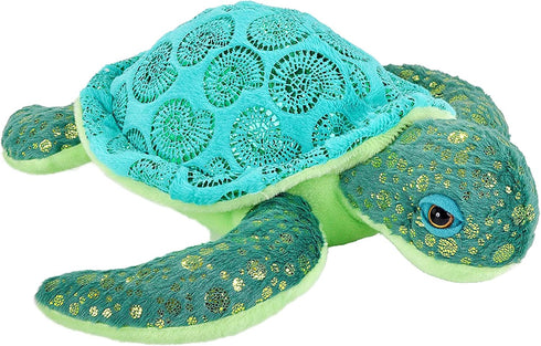 Wild Republic Sea Turtle, Foilkins Junior, Stuffed Animal, 8 inches, Gift for Kids, Plush Toy, Fill is Spun Recycled Water Bottles