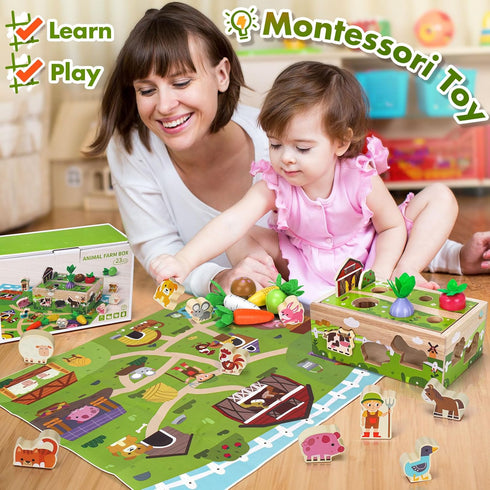 MuMua 1 1st 1 1-2 Montessori Wooden Sensory Toddler Toys: Toy for Year Old Boys Girls Birthday Gifts | One First