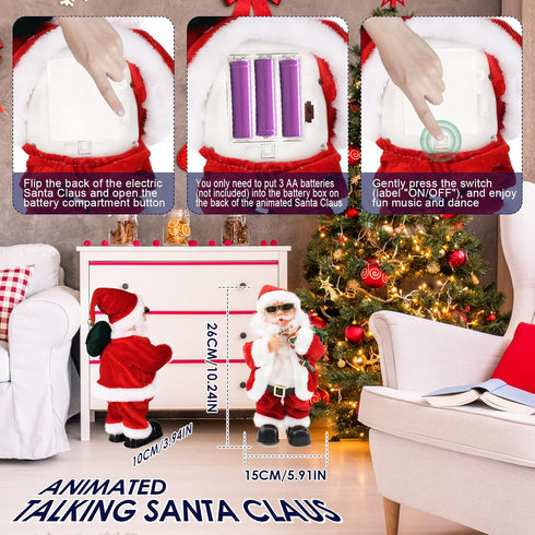 Dancing Santa Claus Toy with Shaking Belly and Feet - Musical Christmas Doll for Festive Cheer