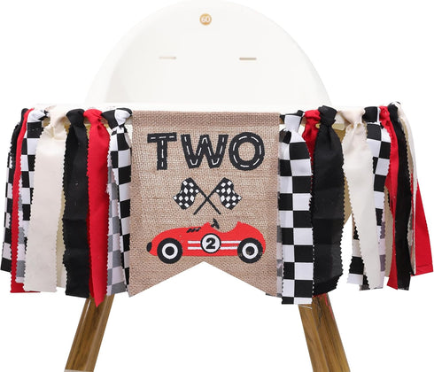 TUTOTU Two Fast High Chair Banner - Racing Two Birthday Party Decorations,Racing Two