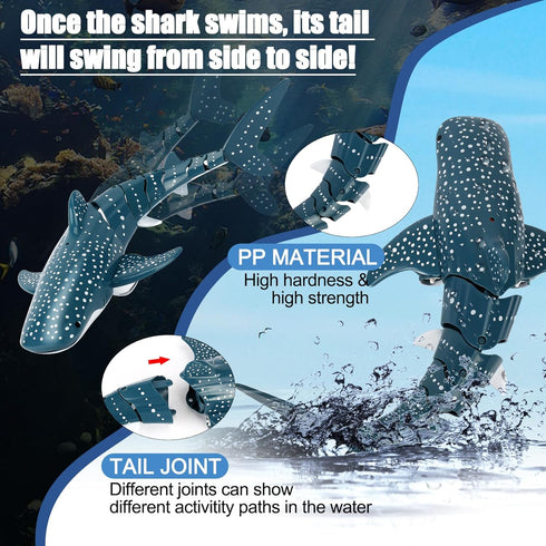 1:18 Swimming 2x700mAh 6+ GearRoot Remote Control Shark Toys, Scale High Simulation RC Shark Fish Toys for Pool