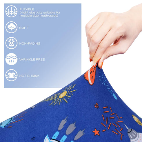 42 42 Cloele Round Stretchy Crib Sheet - Microfiber Space Fitted Sheet for X Mattresses Ultra Soft Round Fitted Sheet
