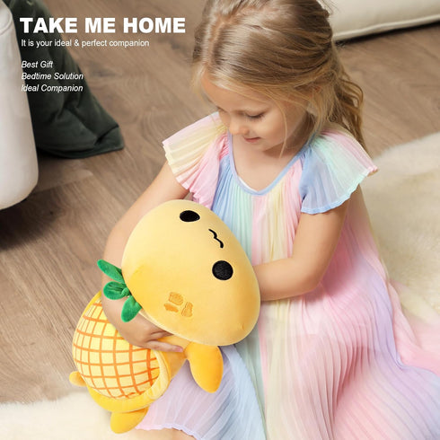 Onsoyours Cute Pineapple Turtle Plush, Soft Stuffed Animal Pillow for Kids, 13"
