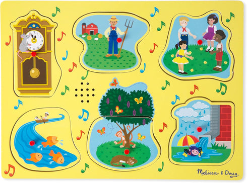 Melissa & Doug - Sing-Along Nursery Rhymes Sound Puzzle - Wooden Peg Puzzle (8 pcs)