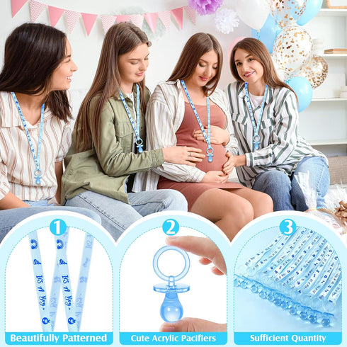 60 ZYFLSQ Pieces Baby Shower Pacifiers Necklace, Acrylic Pacifier Necklaces for Baby Shower Games Boy Charm, Party