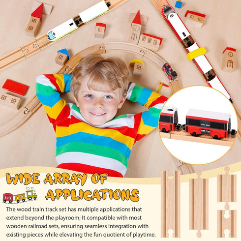 Pack 8 Packs (2 Liliful of Wood Train Track Expansion Compatible with Most Train Tracks Sizes,Mixed Straight)